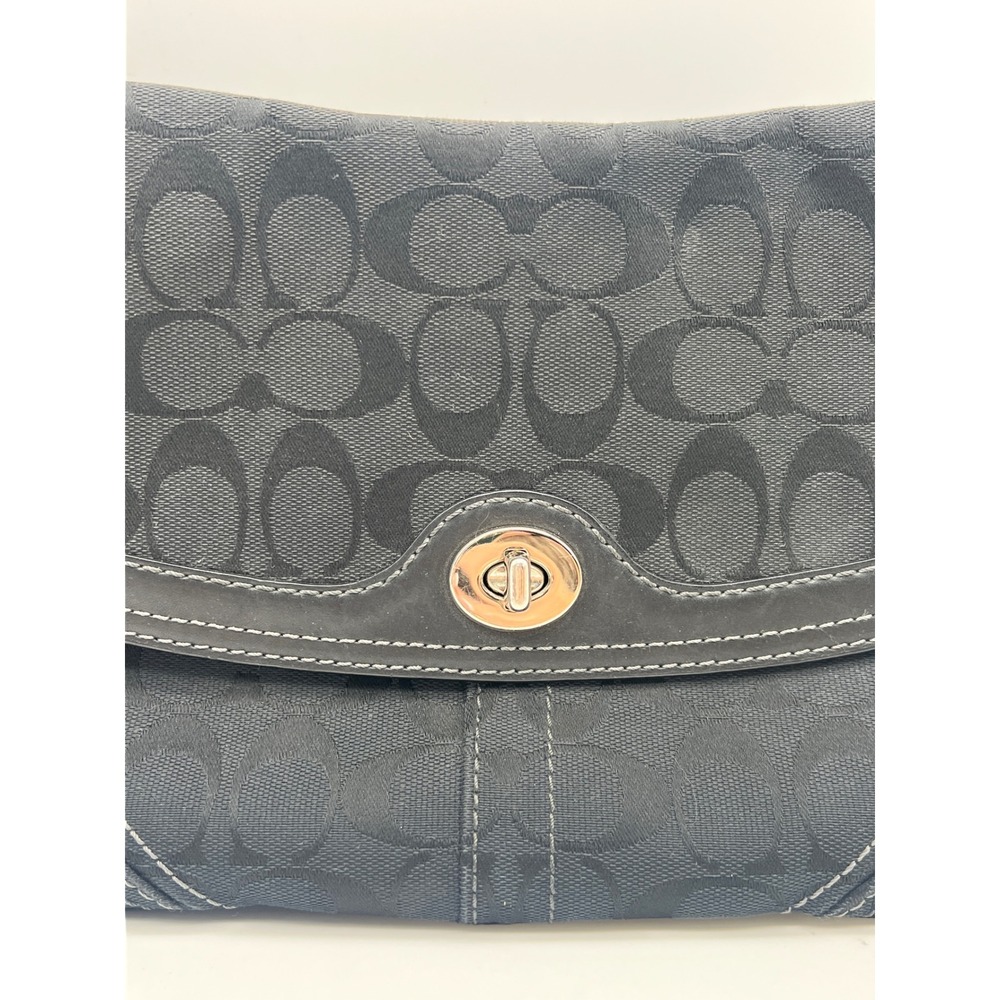 Y2K Vintage Coach Signature Canvas Monogram Black Chelsea Flap Turnkey EUC 11014